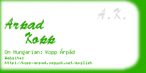 arpad kopp business card